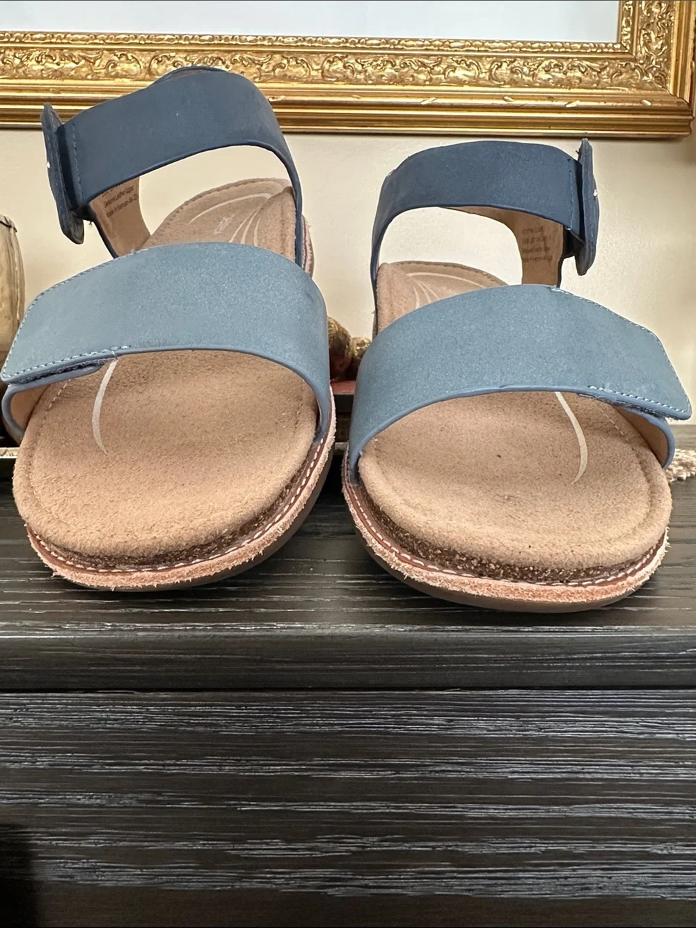 Aetrex Claire Blue Two-Strap Comfort Sandals, EU38